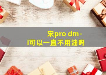 宋pro dm-i可以一直不用油吗